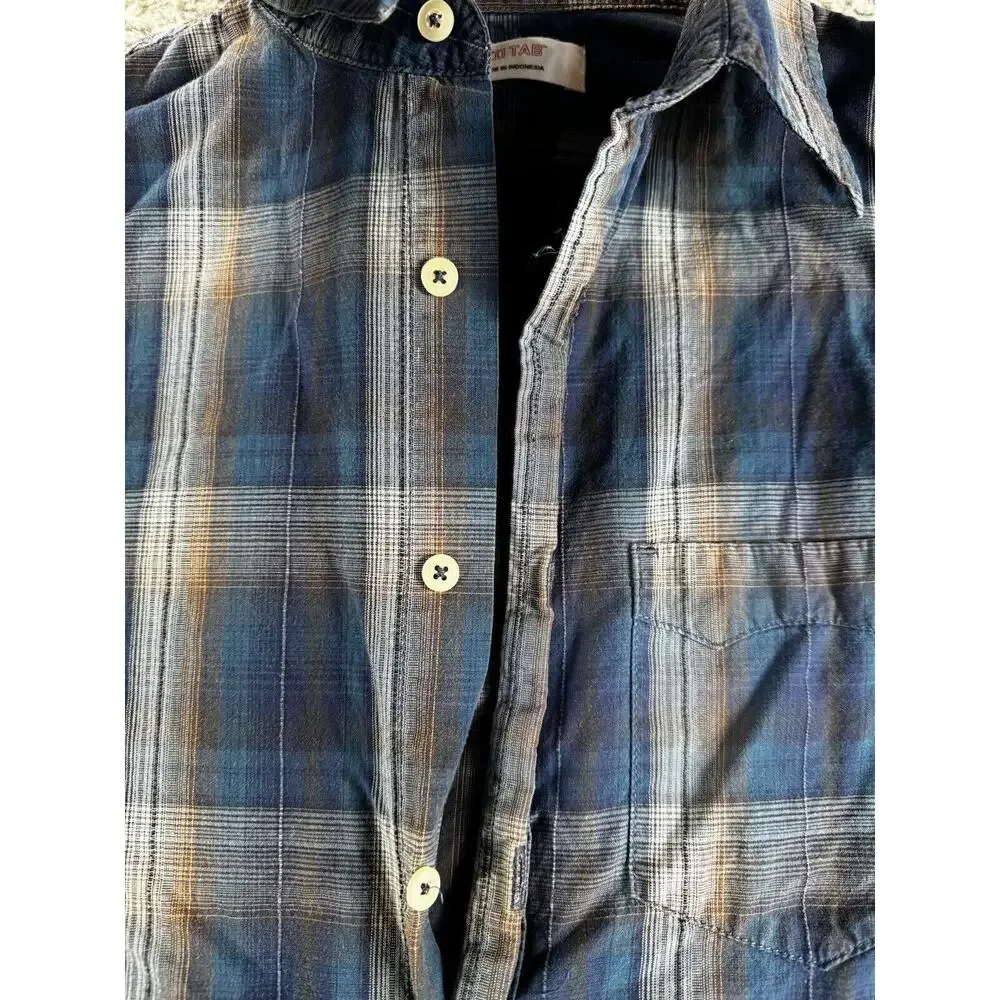 Levis Red Tab‎ Shirt Men Medium Button Up Plaid Long Sleeve Western